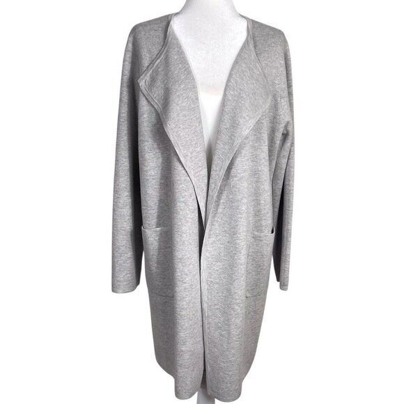 J.Crew Juliette Sweater-Blazer Size L Light Gray Merino Open Front NWT - Picture 6 of 14